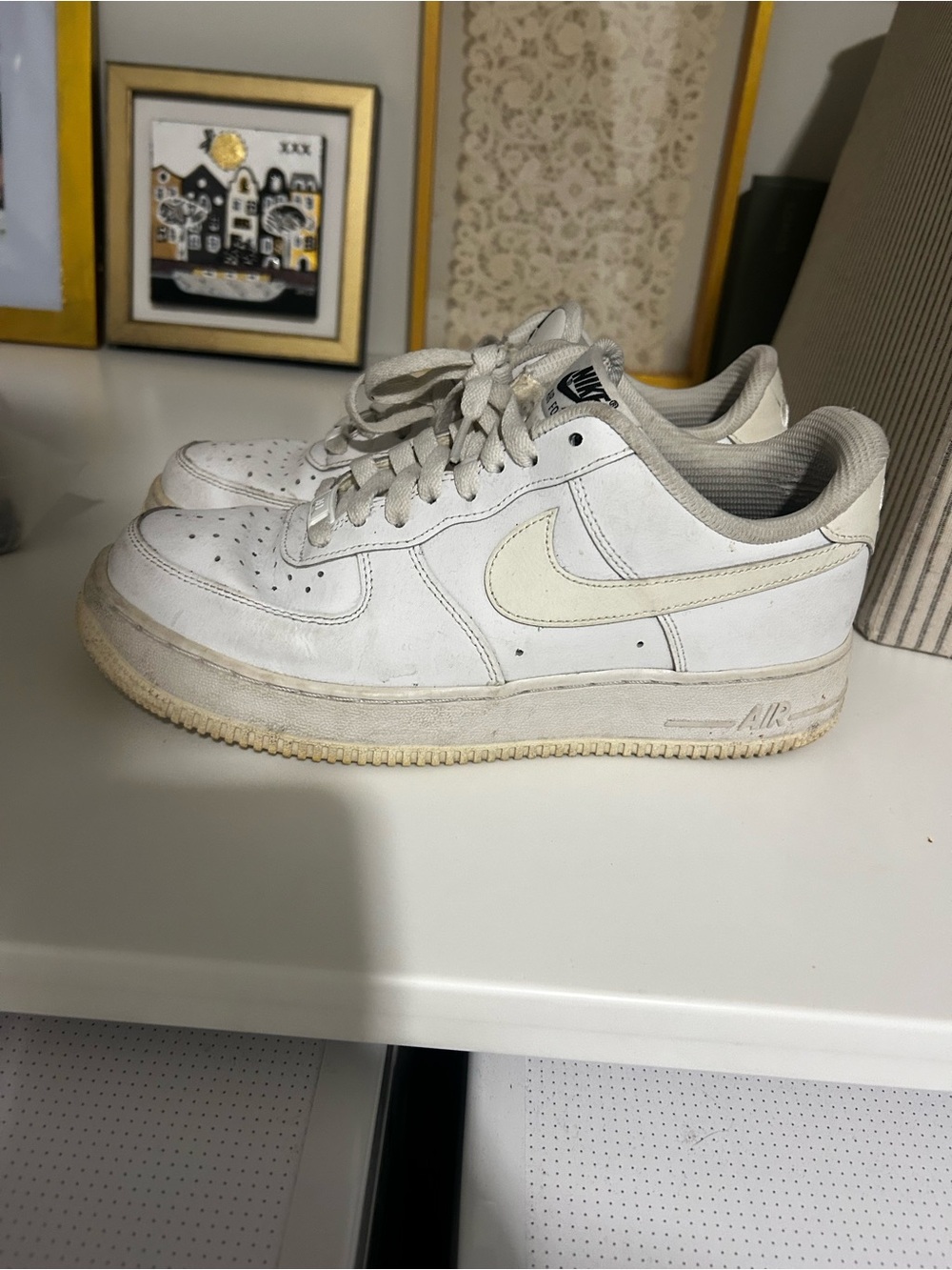 Nike White and Cream Air Force 1